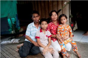 Pov Bopha (left) and his wife Khun Sophea with son Piset and daughter Puthida. Another son Chan Bora is not in the picture.